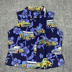 Roper Shirt Womens  XL Blue Floral Casual Hippie Beach Tropical